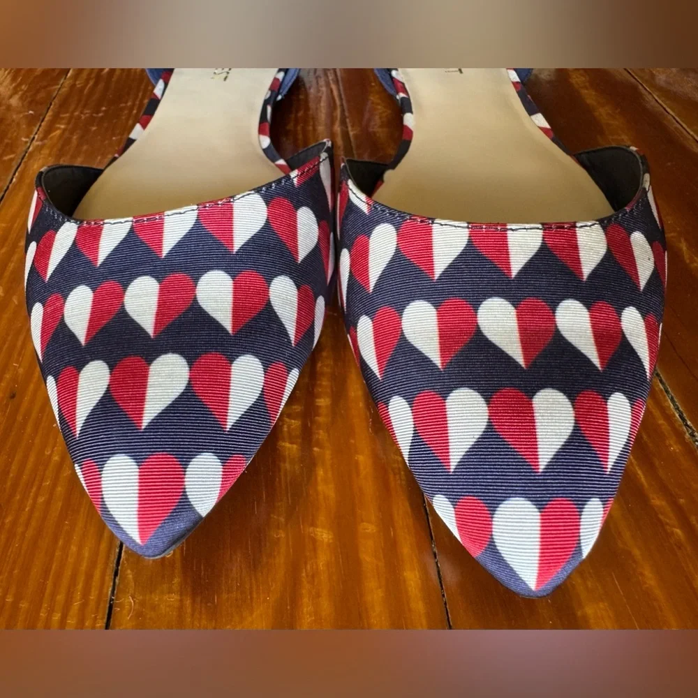 Nine West Heart Red/Blue/White Pointed Toe Flats - 7.5 - Picture 2 of 5